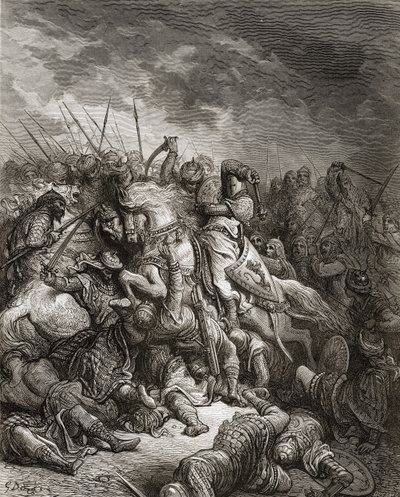 Ricardo I (1157-99) Corazón de León en batalla en Arsuf en 1191, ilustración de 